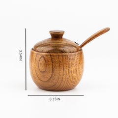 Shatterproof Wooden Seasoning Jar with Spoon for Kitchen and Travel
