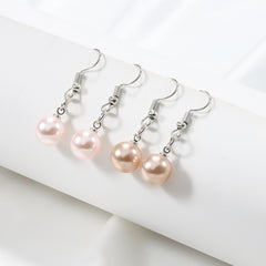 2 Pairs Round Faux Pearl Earrings Gift
