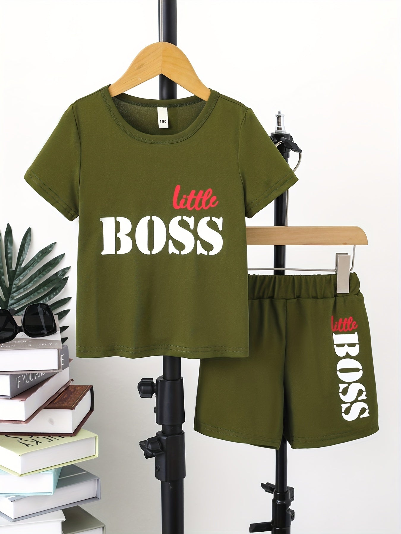 2pcs Boys Casual Round Neck T shirt & Shorts Set Clothes