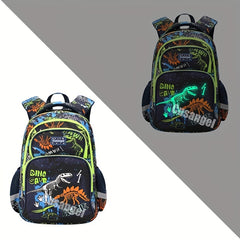 3pcs Luminous Dinosaur Backpack Set Schoolbag With Pencil Case & Lunch Bag