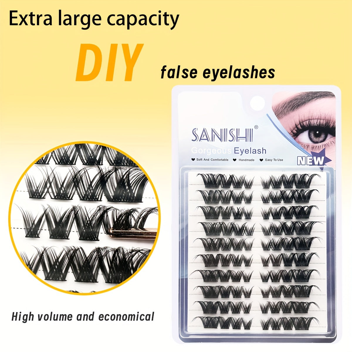 Cat Eye Lashes Natural DIY Eyelash Extensions Kit D Curling Volume Individual Ey