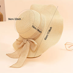 Floppy Ruffles Bowknot Sun Hat Frayed Brim Sun Hat