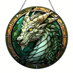 Acrylic Green Dragon Decorative Painting Round Plate