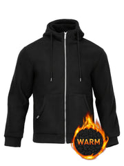 Men's Fleece Zip Up Hooded Jacket for Autumn Winter