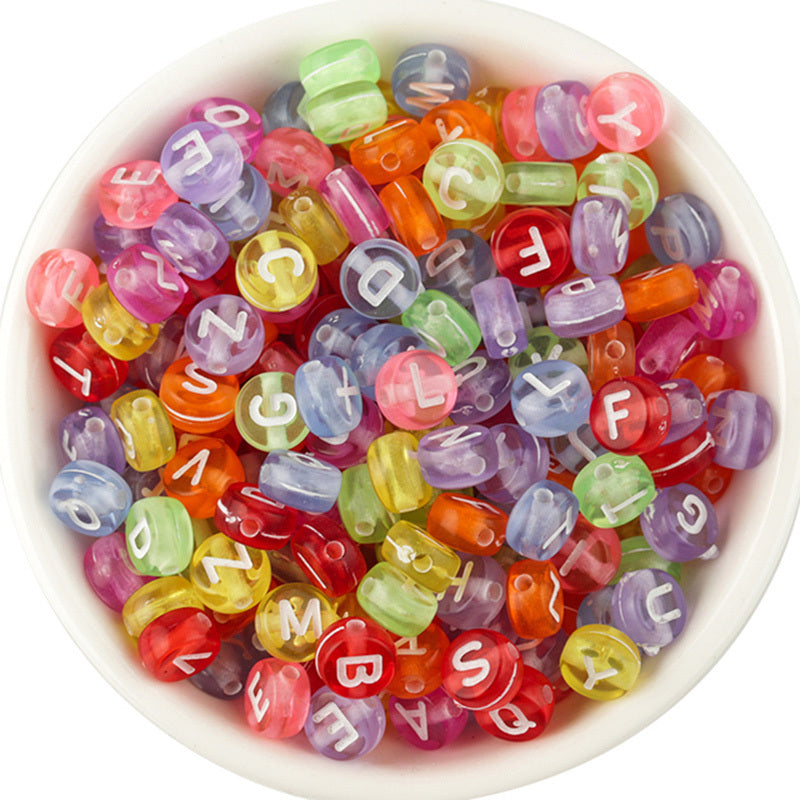 100pcs Mixed Letters Acrylic Beads Round Flat Letter Spacer Beads
