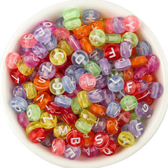 100pcs Mixed Letters Acrylic Beads Round Flat Letter Spacer Beads