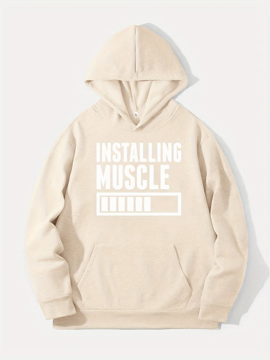Muscle Print Hoodie for Men - Casual Graphic Pullover Sweatshirt