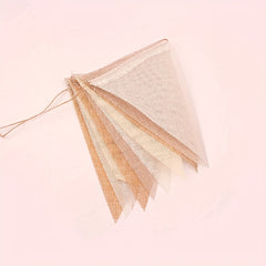 12pcs Burlap Lace Triangle Flag Wedding Party Decor