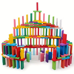 120pcs Rainbow Wooden Domino Toy Set Educational Building Blocks