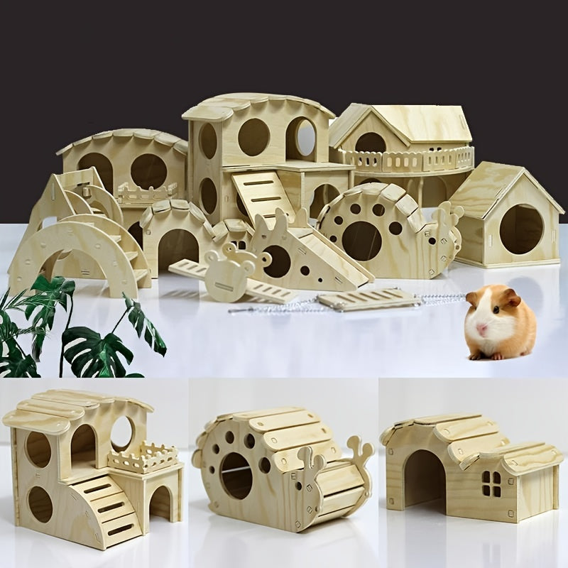 Hamster Wooden House Swing Nest Cage Supplies