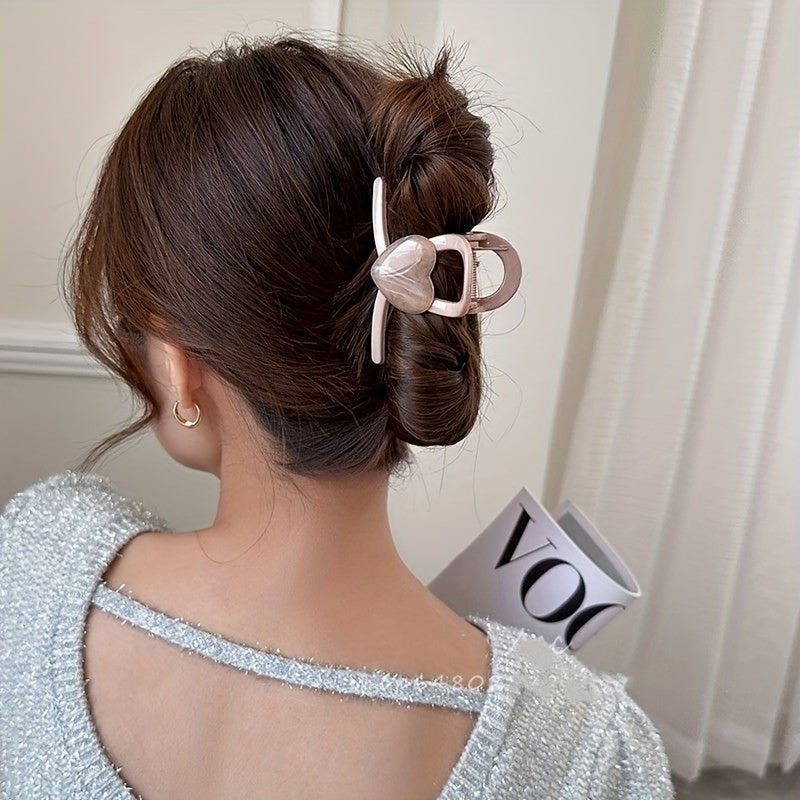 Heart Decor Hair Clip Resin Hair Claw Ponytail Holder for Women Girls