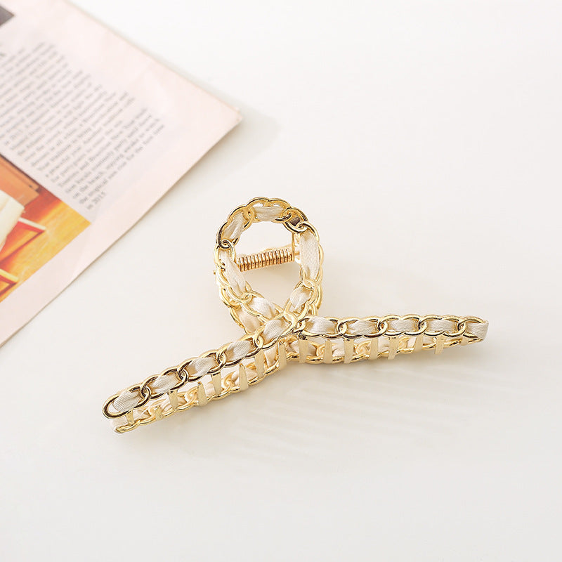 Metal Chain Hair Claw Clips Golden Non Slip Strong Grip Jaw Clip Thick Hair