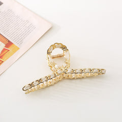 Metal Chain Hair Claw Clips Golden Non Slip Strong Grip Jaw Clip Thick Hair