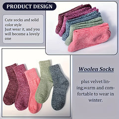 5 Pairs Thick Knit Socks Warm Mid Tube Stockings