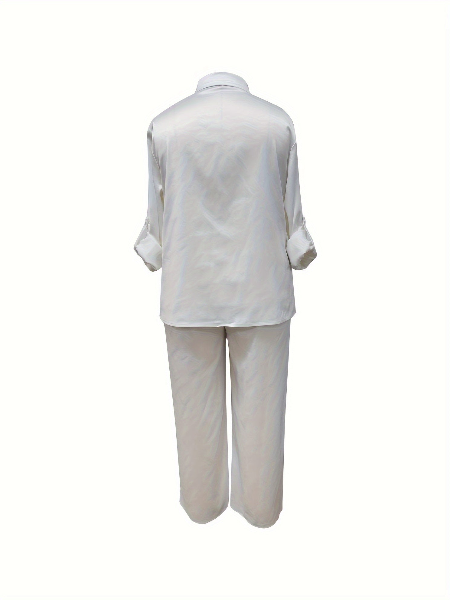  Button Up Blouse & Pants 2 Piece Set