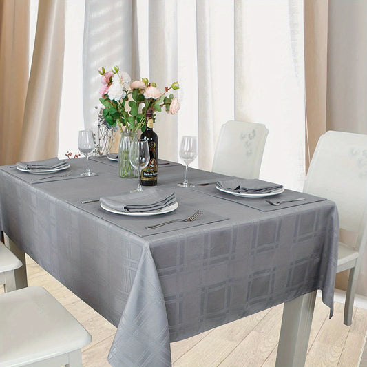 Natalie Gray Polyester Rectangle Tablecloth Wrinkle Resistant