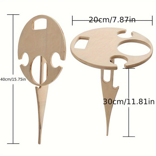 Portable Picnic Camping Wine Glass Holder Foldable Wooden Wine Rack