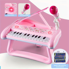 Pink Piano Toy with Microphone for Girls