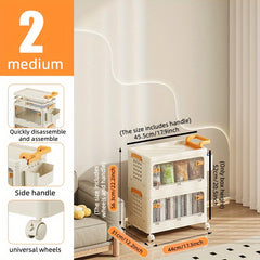 1pc Collapsible 2 3 Tier Plastic Storage Bins With Wheels Stackable