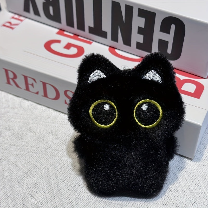 3pcs Soft Cat Plush Toy with Yellow Eyes Mixed Colors Small Pendant Pillow