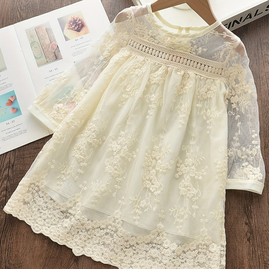 Toddlr Girls Lace Embroidered Mesh Princess Dress Kids Clothes