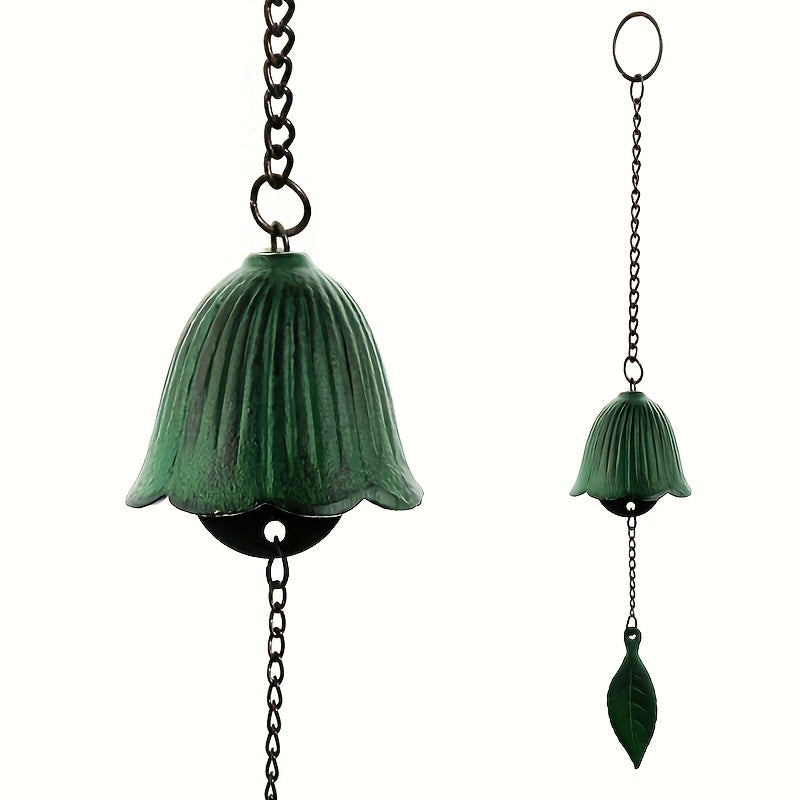Japanese Cast Iron Wind Chime Hanging Decoration Retro Leaf Bell Outdoor Garden