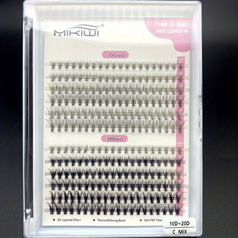 240pcs 10D 20D Cluster Lashes DIY Eyelash Extension C Curl Faux Mink 8-12mm