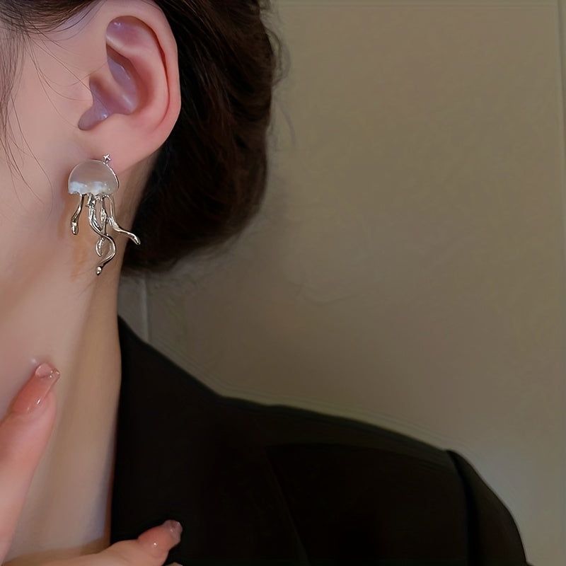 Silver Plated Jellyfish Earrings Ear Jewelry Women