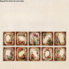 50pcs pack Memory Flower Zone Series Retro Decorative Diary Collage