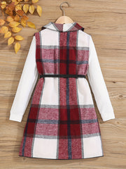 Girls' 2 Piece Mock Neck T-Shirt & Belted Vest Coat Set