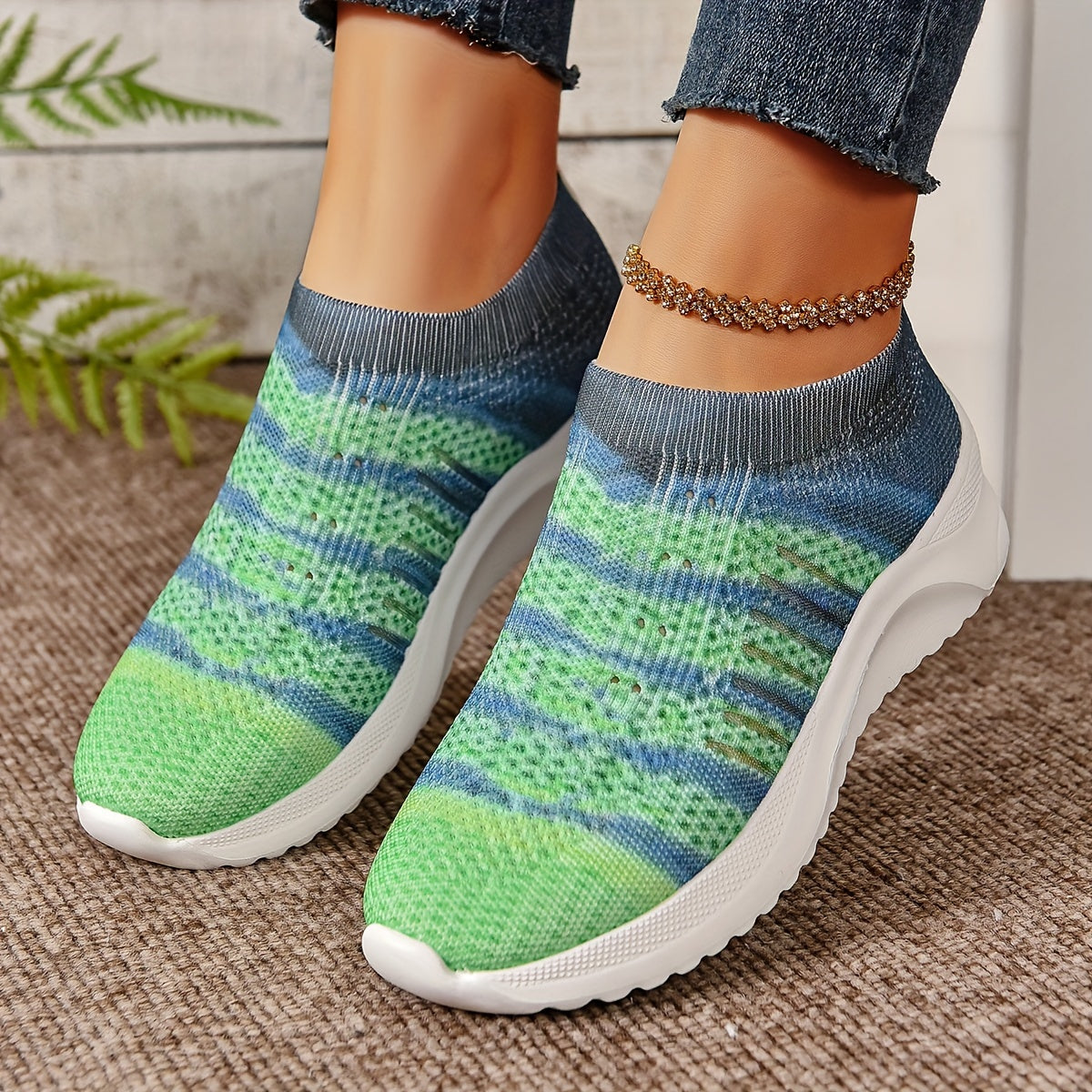 Women's Ombre Slip-On Walking Shoes Breathable Casual Sneakers