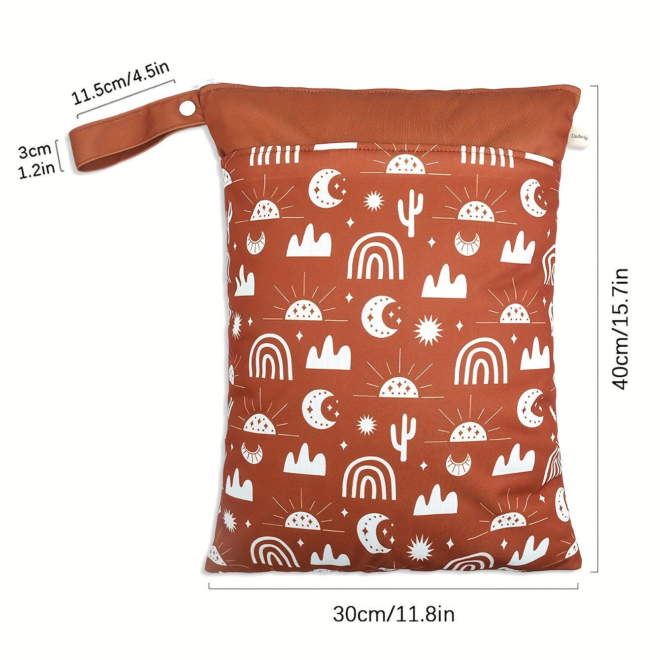 Waterproof Cloth Diaper Wet Dry Bag with Two Zippered Pockets