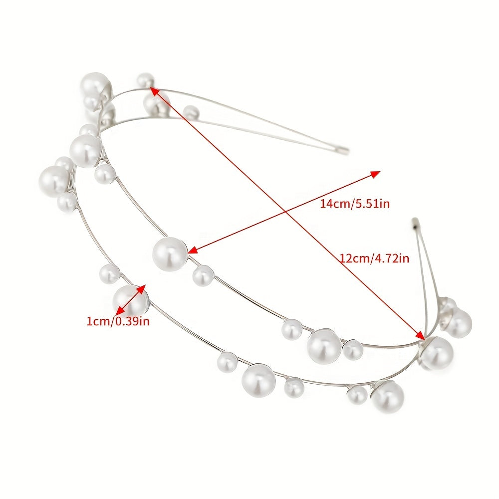 Metal Hair Band Faux Pearl Bridal Headband