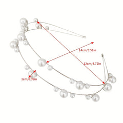 Metal Hair Band Faux Pearl Bridal Headband
