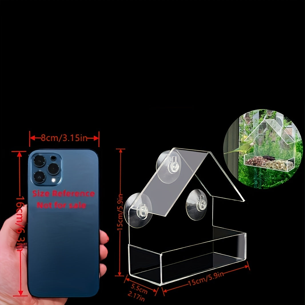 Large Hanging Bird Feeder with Suction Cups and Removable Tray