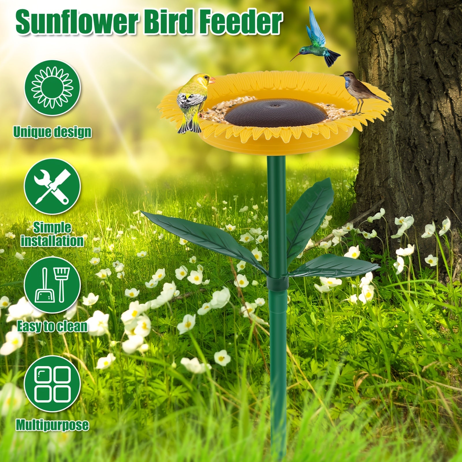 Sunflower Bird Feeder Outdoor Bird Bath Feeders Flower Shape Bird Feeding Tray