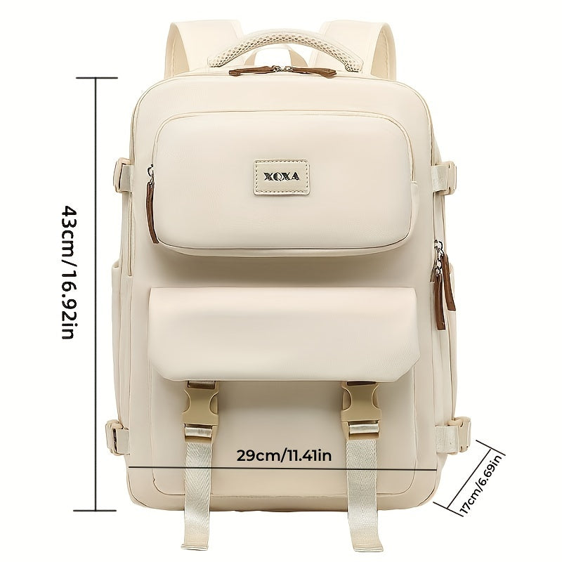 Large Capacity Solid Backpack for Women's Multifunctional Travel Bag