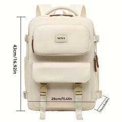 Large Capacity Solid Backpack for Women's Multifunctional Travel Bag