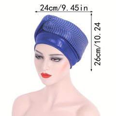 Rhinestone Decor Turban Cap Elastic Head Wrap Chemo Hats