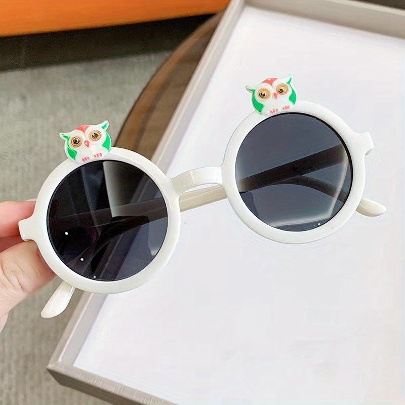 Youth Owl Round Frame Sunglasses Sun Protection Decorative Accessory