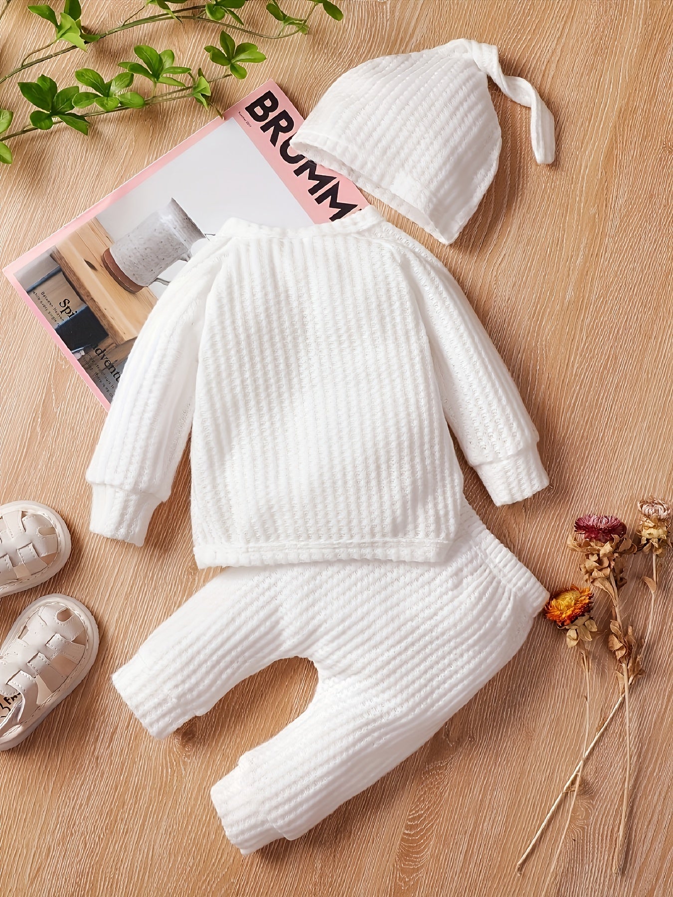 3pcs Baby Boys Long Sleeves T shirt & Pants & Cap Set