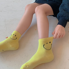 Smiling Face Pattern Cotton Crew Socks for Kids