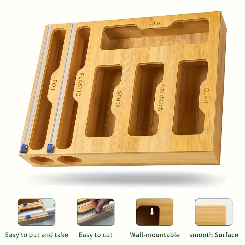 Bamboo Ziplock Bag and Wrap Organizer Set