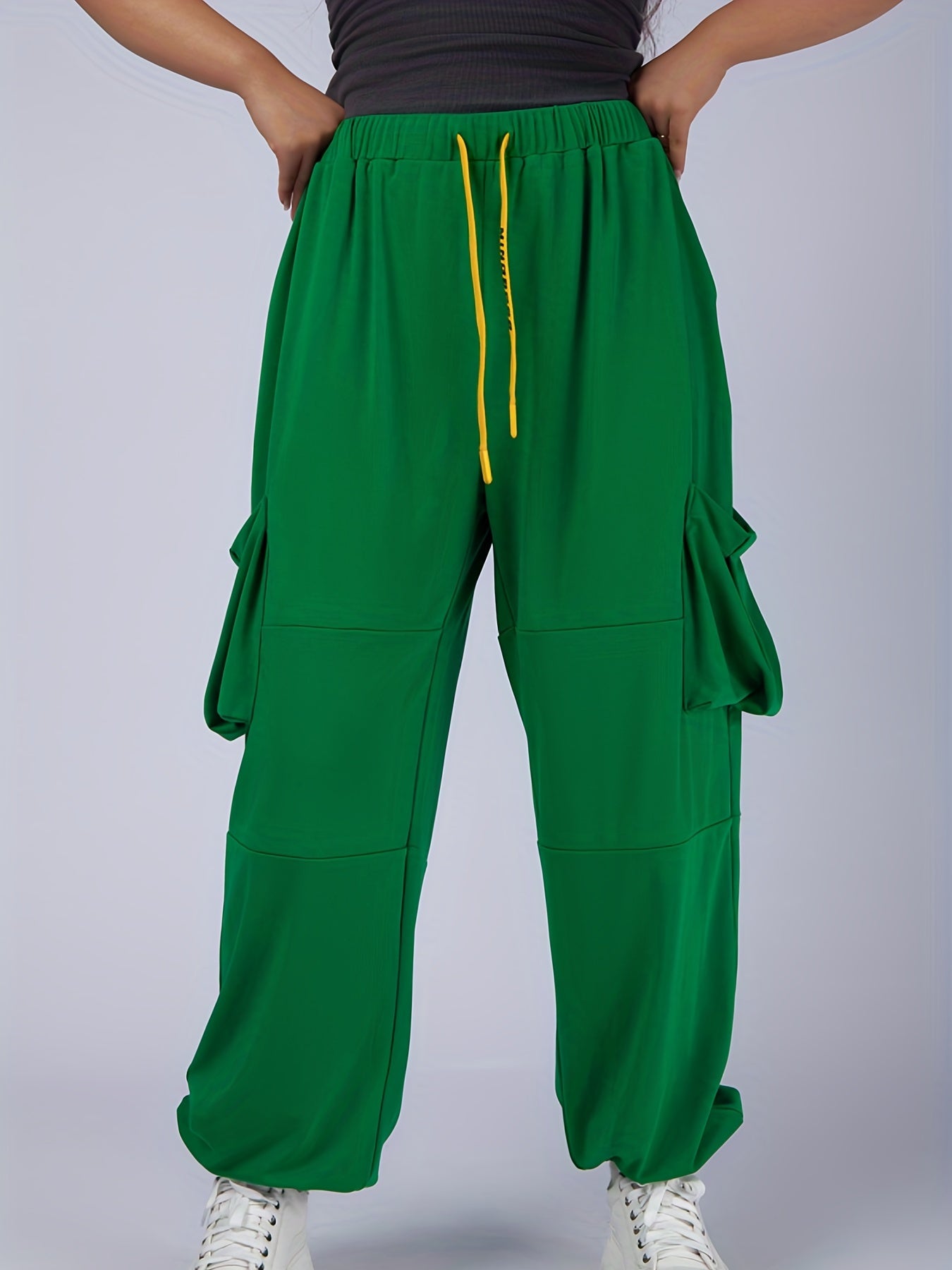 Women's Plus Elastic Drawstring High Rise Trousers
