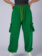 Women's Plus Elastic Drawstring High Rise Trousers