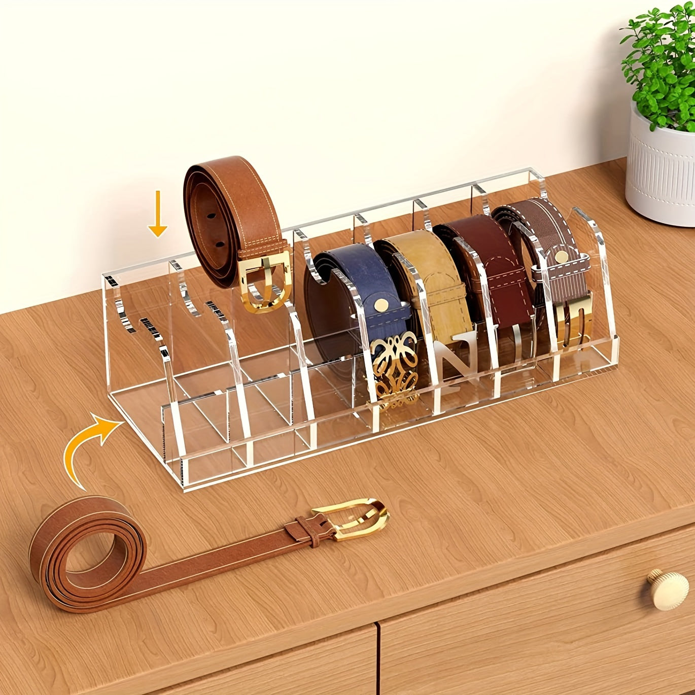 Acrylic Belt Storage Box 7 Grid Tie Belt Silk Scarf Display Rack