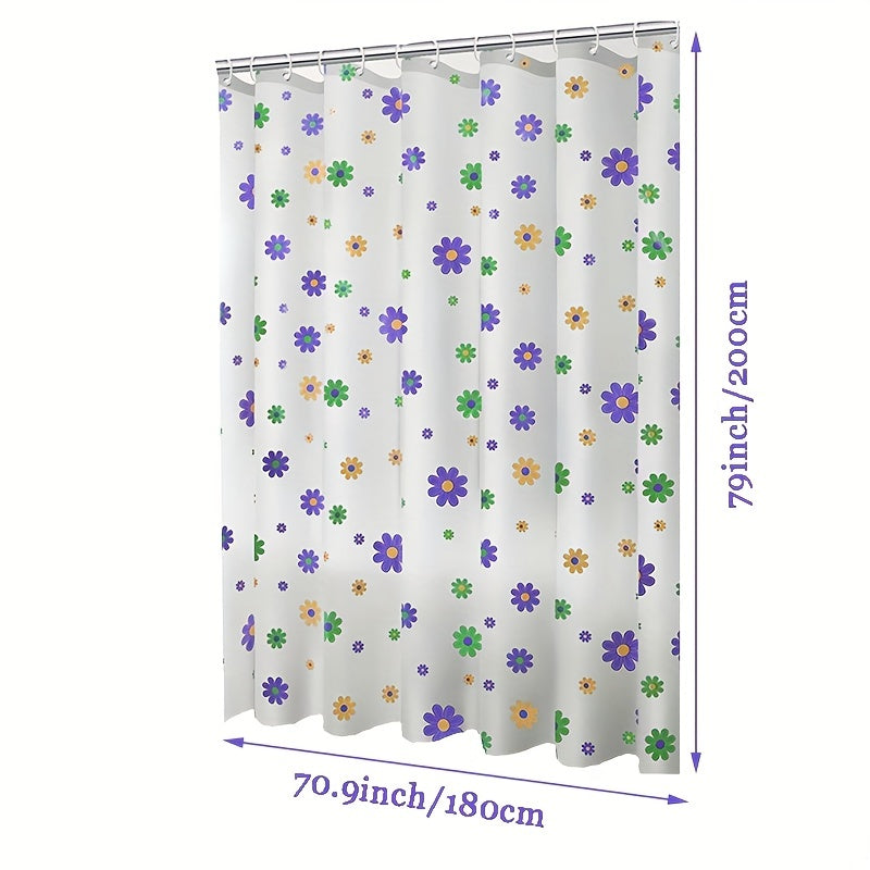 Purple Flower Shower Curtain PEVA Fabric Colorful Wildflower Shower Curtains