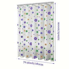 Purple Flower Shower Curtain PEVA Fabric Colorful Wildflower Shower Curtains
