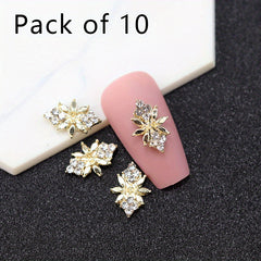 10pcs Golden Metal 3D Nail Art Decoration Geometric Nail Rhinestone Gems