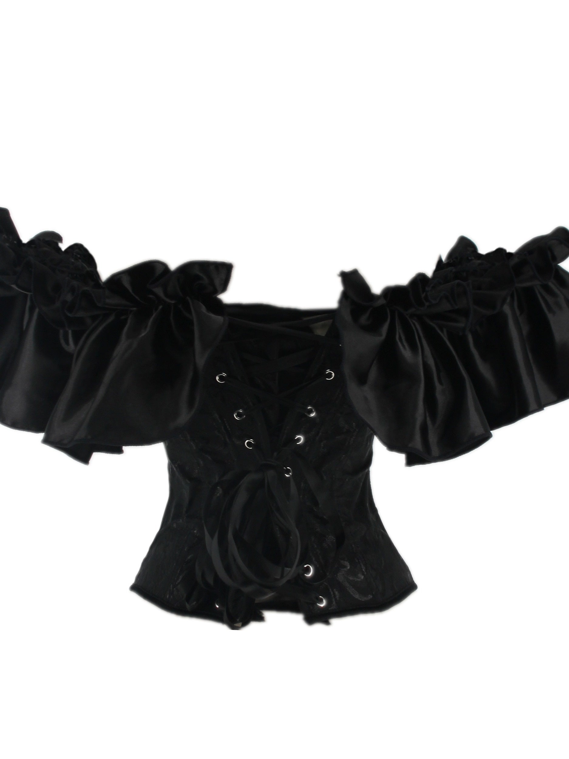 Gothic Jacquard Corset Bustier & Mesh Skirt Set